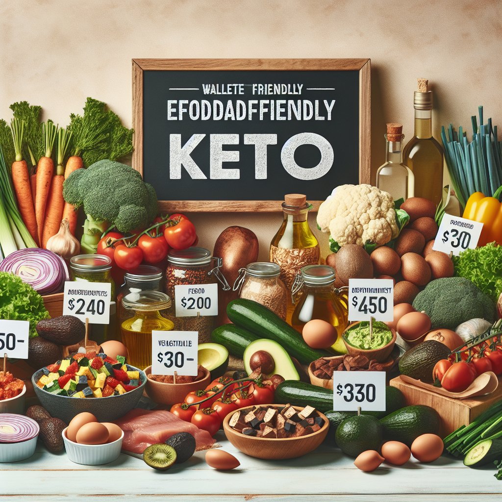 Assortment of affordable and nutritious ingredients for keto cooking