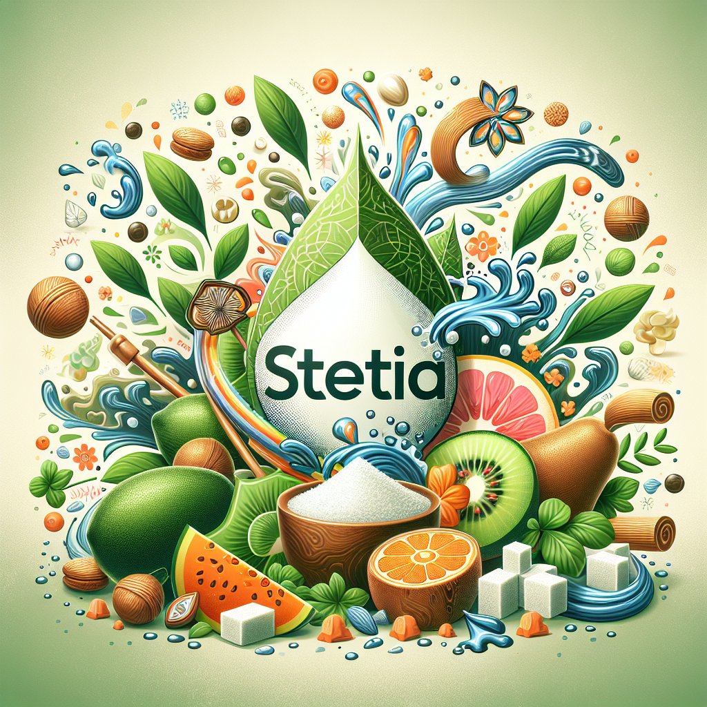 A vibrant, low-carb keto dish with a stevia plant, symbolizing the natural sweetness and health benefits of the ketogenic diet with stevia as a key component.