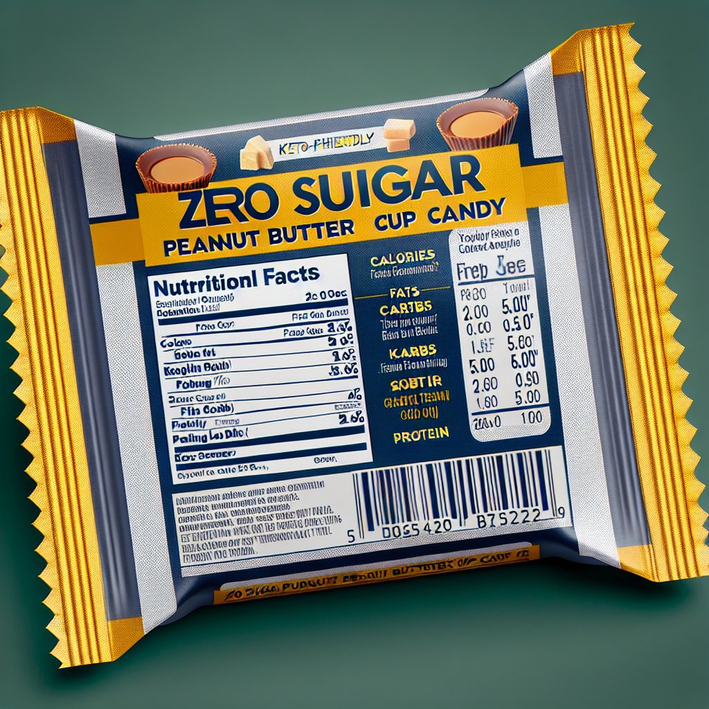 Detailed nutrition label showcasing calories, fats, carbs, fiber, and protein for Reese's Zero Sugar