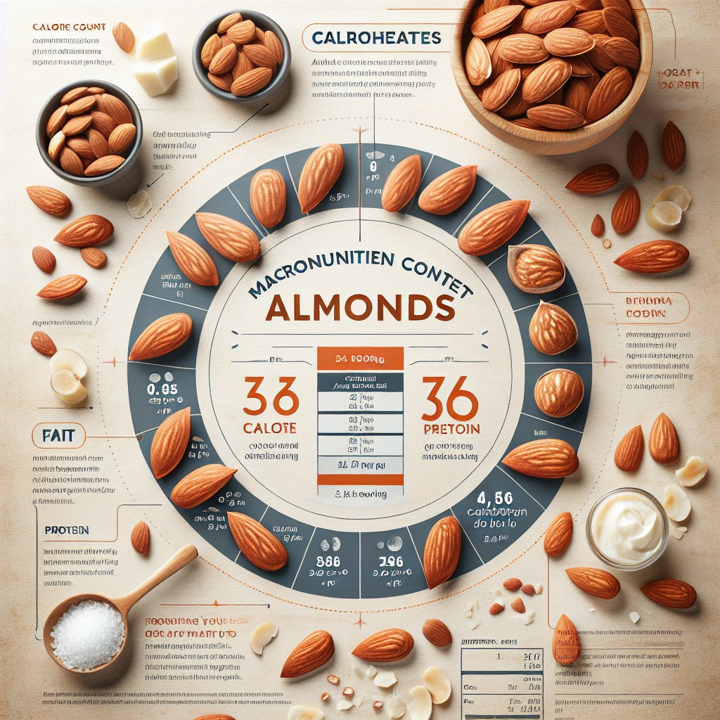 Keto-friendly almond macronutrient content: showcasing calories, fat, protein, and carbs