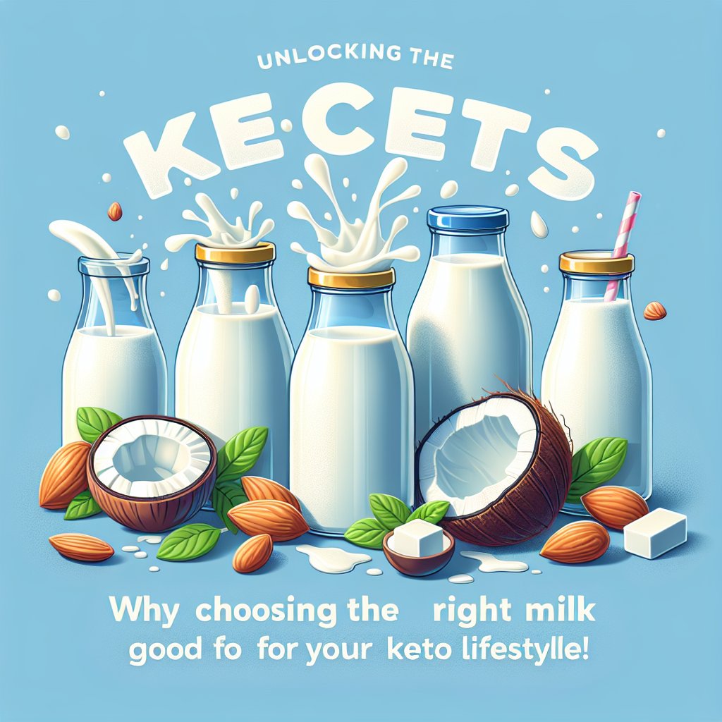 Assortment of keto-friendly milk options including whole milk, almond milk, and coconut milk, representing the importance of choosing the right foods for a successful ketogenic diet.