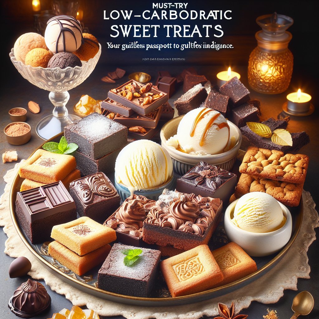 Artfully arranged keto cookies, brownies, and ice cream on a stylish platter, showcasing a guilt-free indulgence.