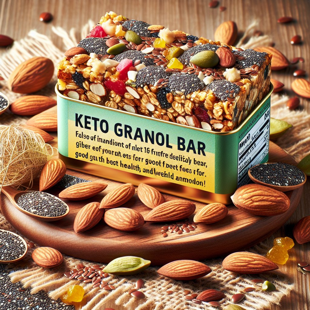 Delicious and Wholesome Keto Granola Bar Bursting with Fiber-Rich Chia Seeds, Flaxseeds, and Almonds