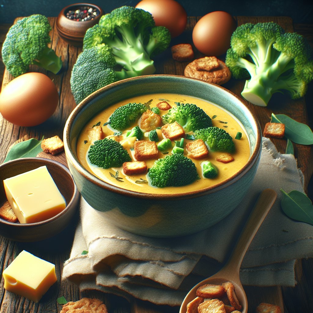 Creamy bowl of Panera broccoli cheddar soup, keto-style