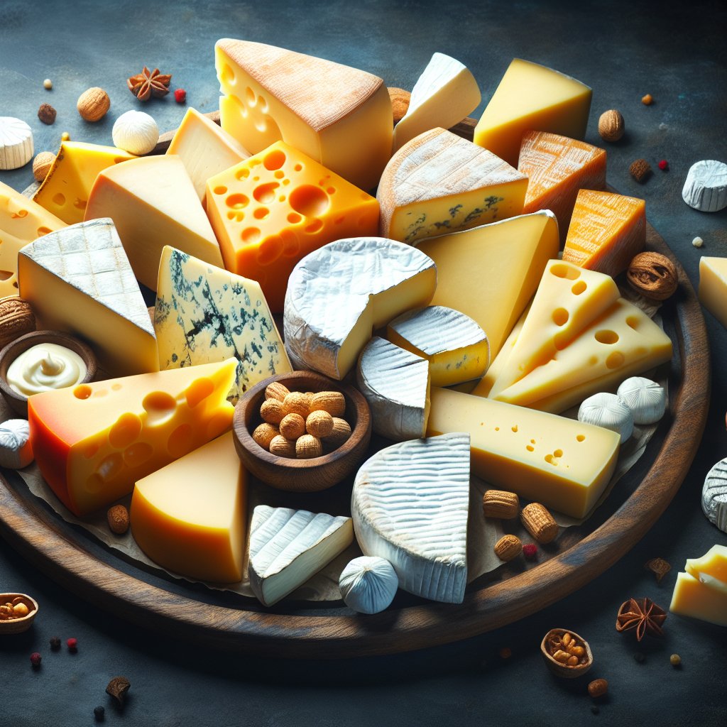 Variety of keto-friendly cheeses arranged on a wooden platter showcasing cheddar, brie, gouda, and mozzarella for a keto diet