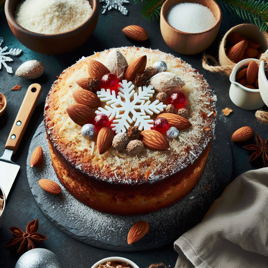 Mouth-watering keto Christmas cake with festive decorations and low carb ingredients