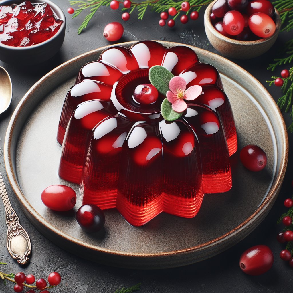 Beautifully presented keto-friendly jellied cranberry sauce with low-carb garnishes