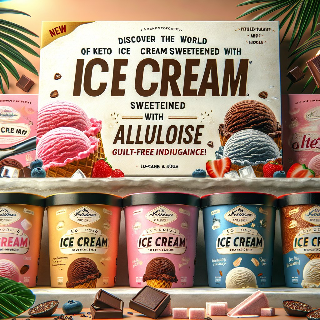 Assortment of top-rated keto ice cream brands sweetened with allulose, showcasing packaging and various flavors for guilt-free indulgence