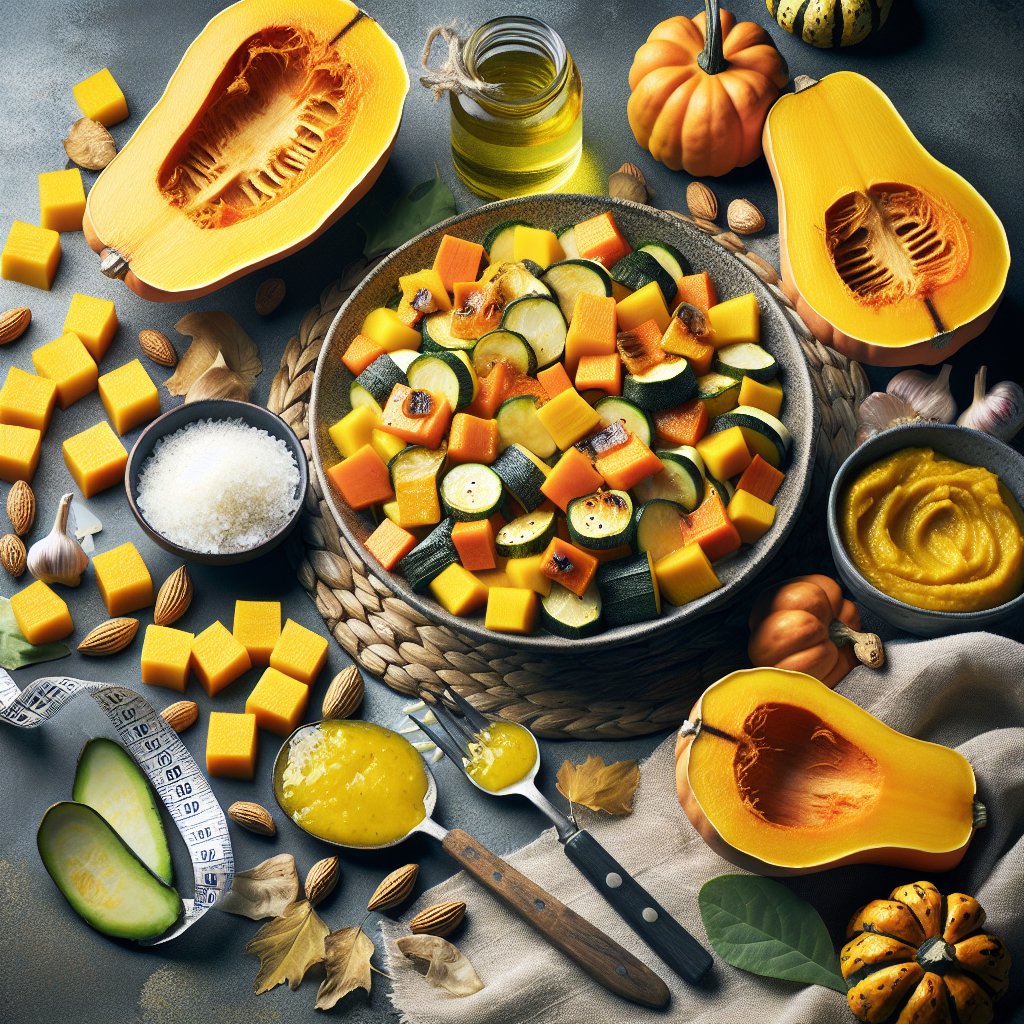 Colorful ketogenic meal featuring kabocha squash