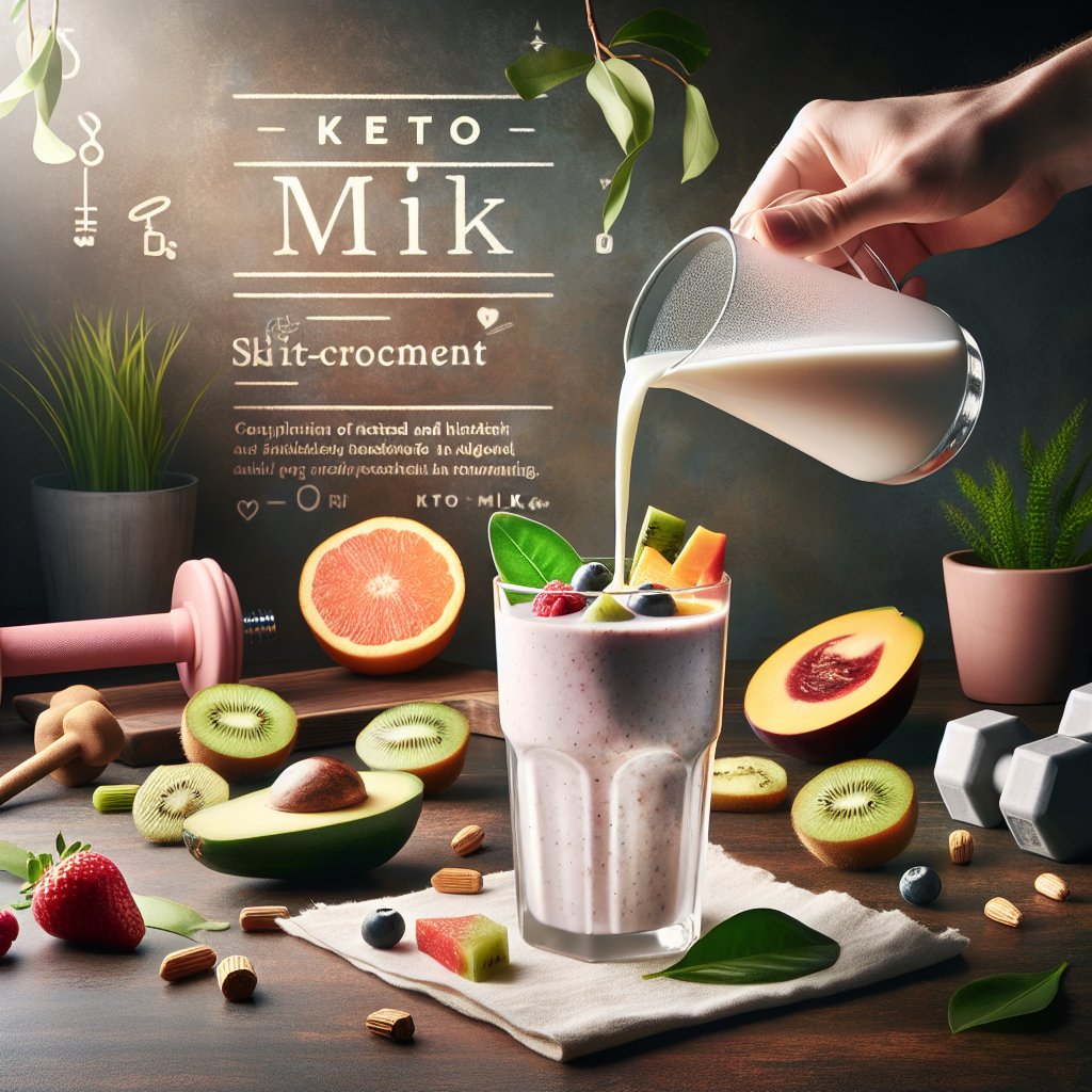 Vibrant keto-friendly smoothie being poured into a glass with fresh ingredients