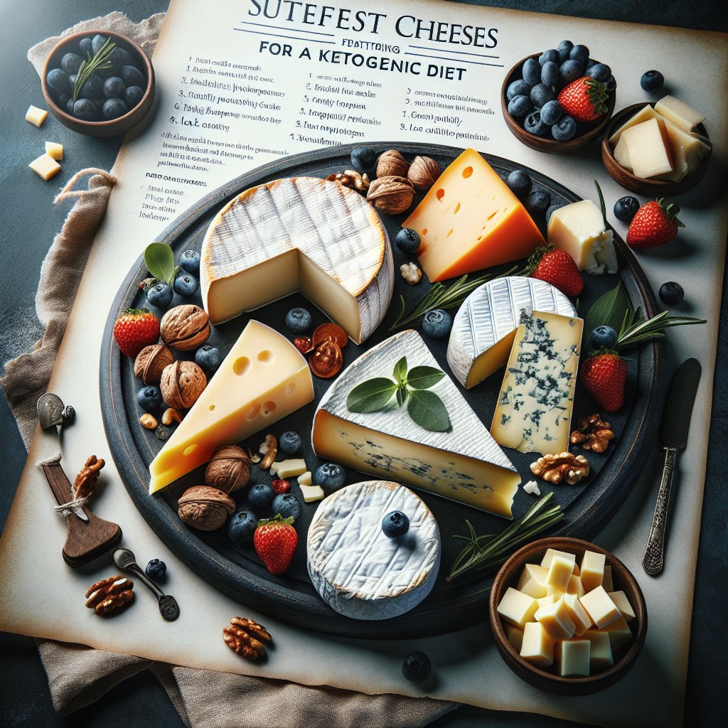 Decadent cheese platter featuring top 5 best keto cheeses with complementary nuts, berries, and dark chocolate.