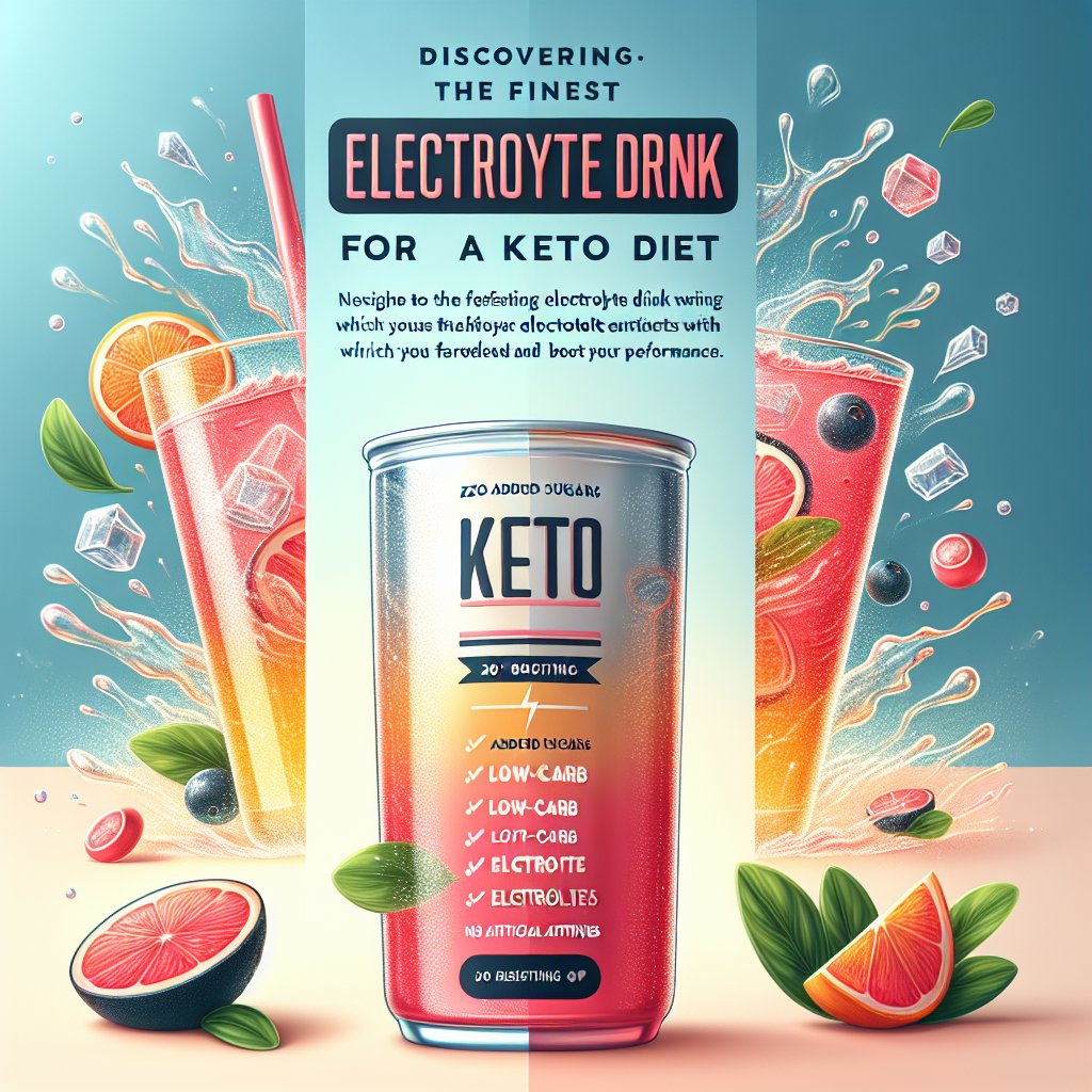 Refreshing keto electrolyte drink with no added sugars, low-carb, and adequate electrolyte content, exuding a sense of health and vitality.