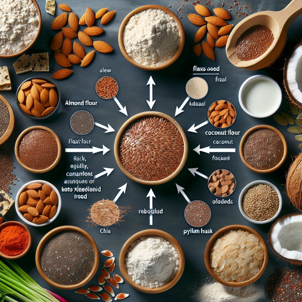 Comparing nutritional values, versatility, and health benefits of keto-friendly ingredients such as flaxseed meal, almond flour, coconut flour, chia seeds, and psyllium husk.