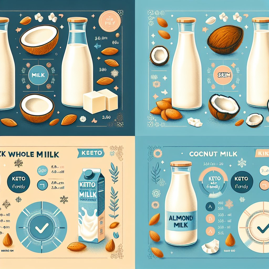 Comparison of whole milk, skim milk, almond milk, and coconut milk in terms of keto-friendliness