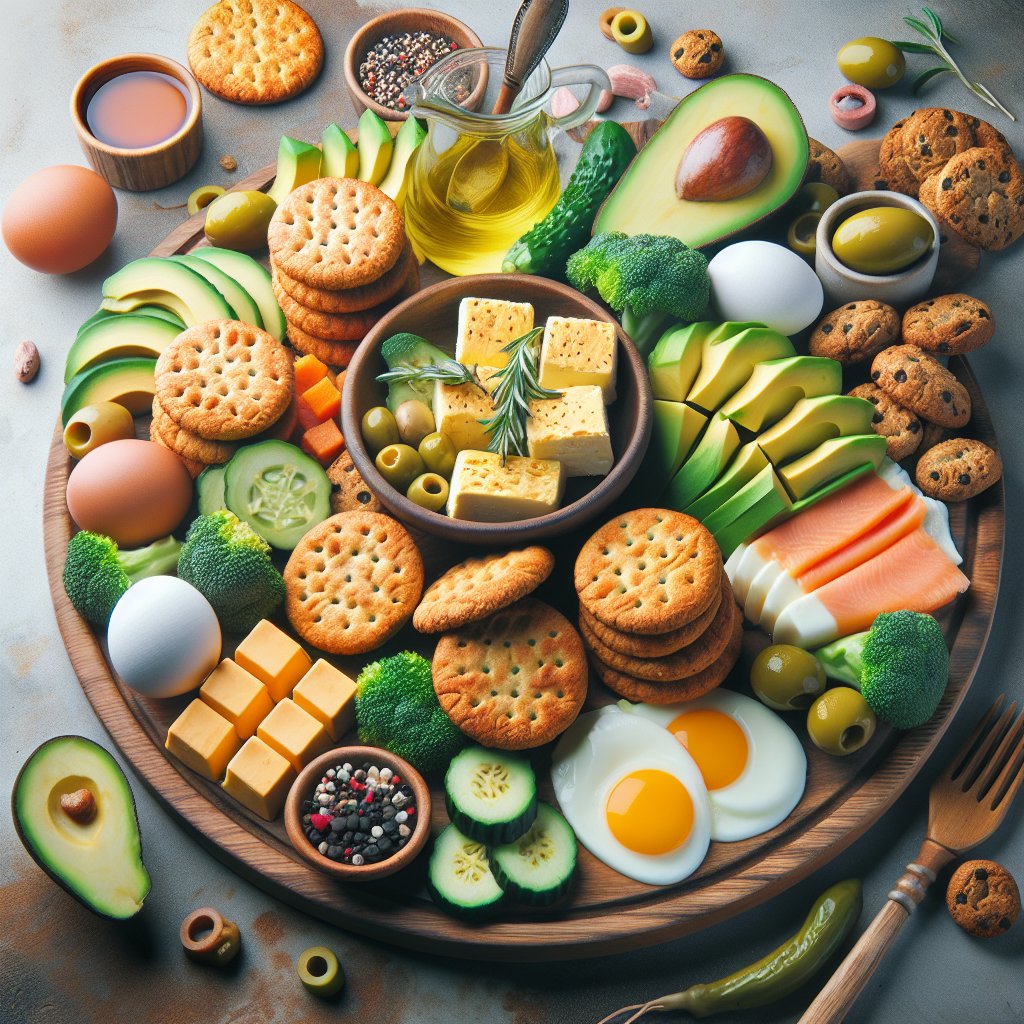 Delectable platter featuring succulent keto frozen biscuits and vibrant low-carb, high-fat ingredients