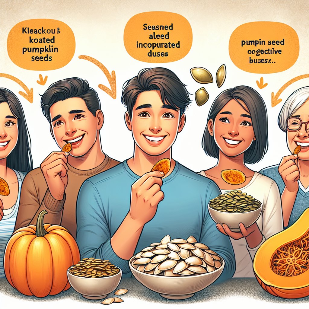 Diverse group of people enjoying a variety of keto-friendly pumpkin seed snacks