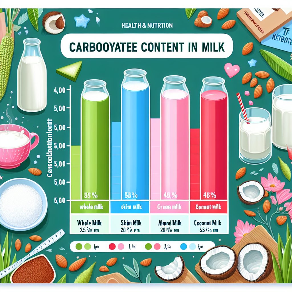 Comparison of carbohydrate content in whole milk, skim milk, almond milk, and coconut milk for ketogenic diet