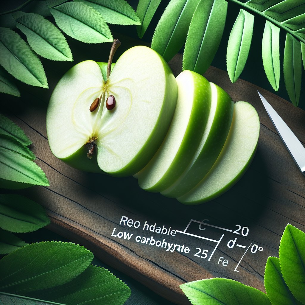 Sliced green apple showcasing carbohydrate content