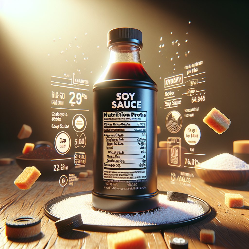 Bottle of soy sauce with carb and sugar content, calorie count and keto diet compatibility