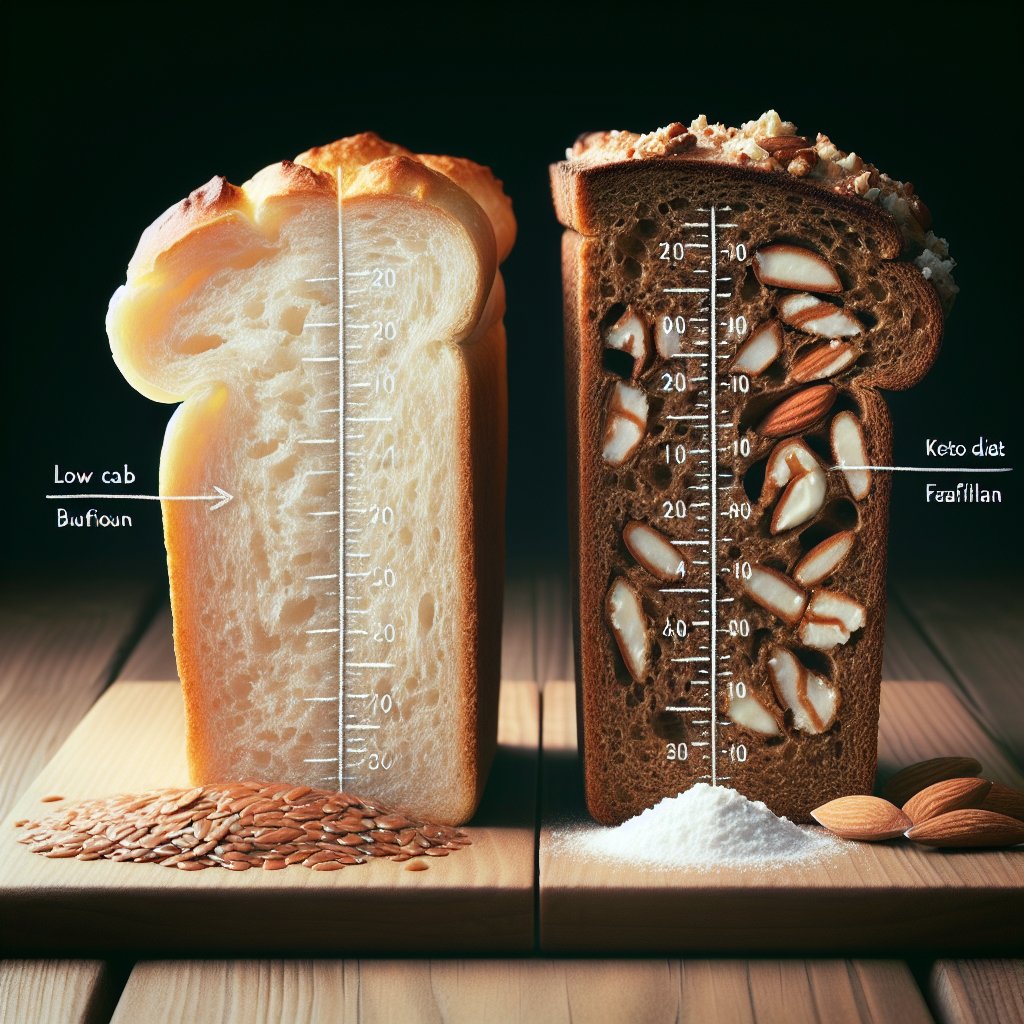 Slices of traditional and keto bread for nutritional comparison