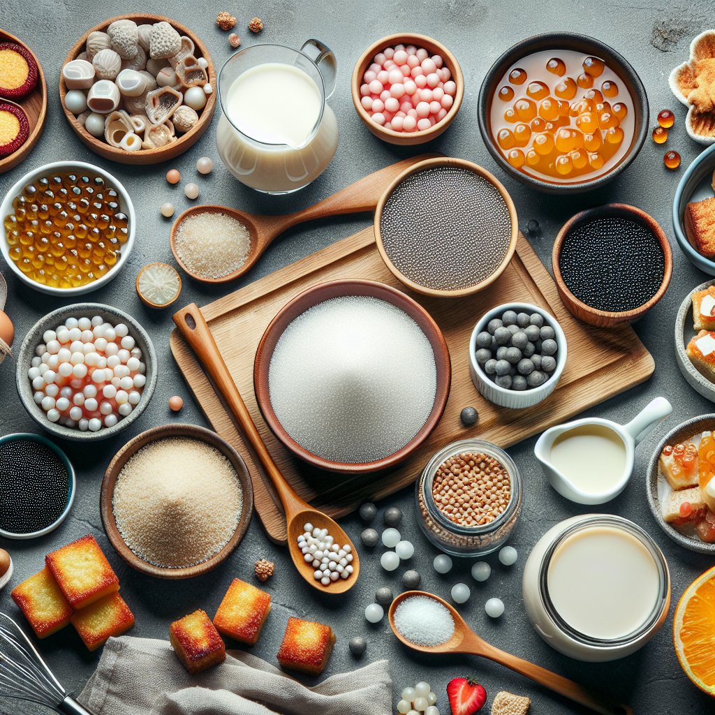 Various sweet and savory dishes made with tapioca pearls and tapioca starch, showcasing its versatile culinary applications