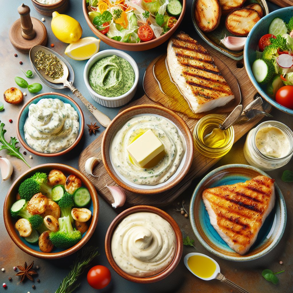 Vibrant keto-friendly meal spread with butter and mayo