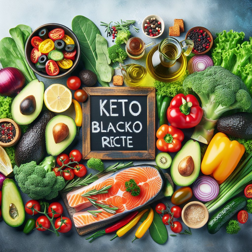 Assorted colorful low-carb vegetables, high-quality protein sources, and healthy fats arranged in a vibrant display for Keto Blackstone recipes.