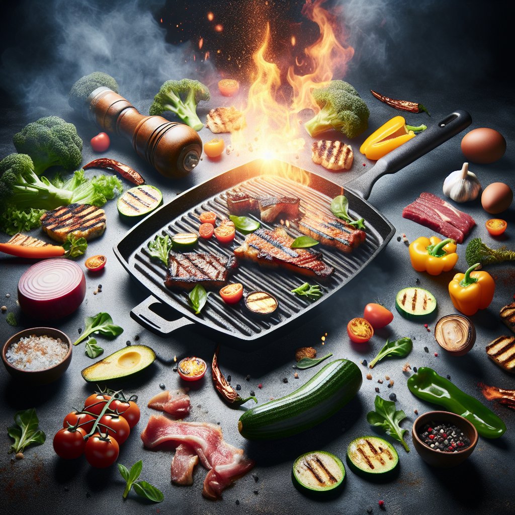 Assortment of sizzling keto-friendly ingredients on a Blackstone griddle