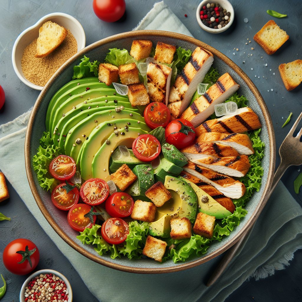 Colorful salad bowl filled with fresh, keto and gluten-free ingredients, showcasing a variety of textures and flavors. Emphasizing health benefits of keto and gluten-free diets.