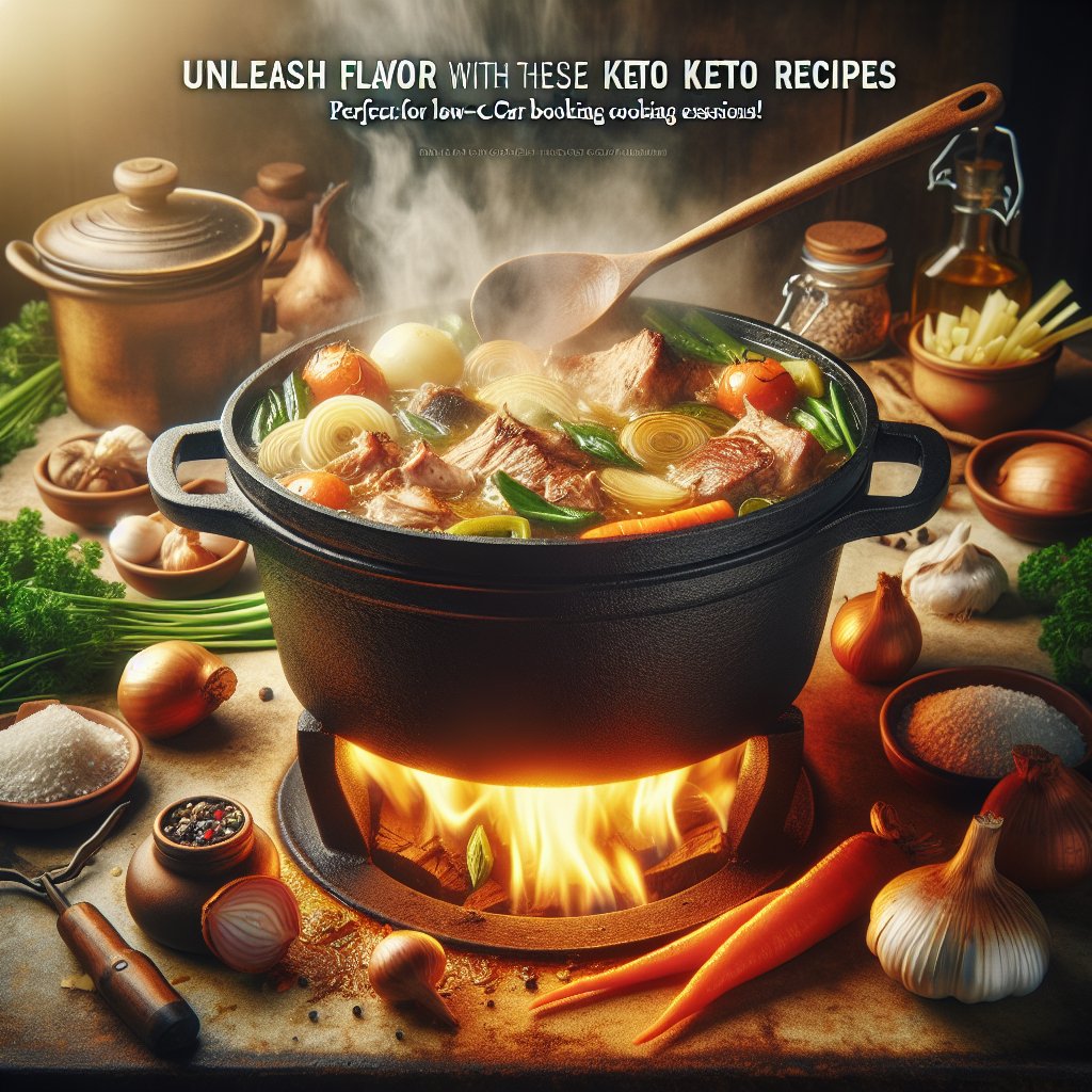 Mouthwatering keto-friendly dish being prepared in a Dutch oven