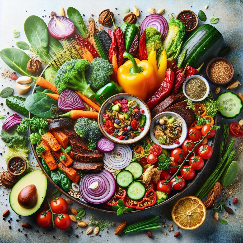 Colorful and artfully plated dish featuring vibrant vegetables, lean protein, and wholesome grains, embodying the essence of delicious, healthy eating for keto gluten-free diet.