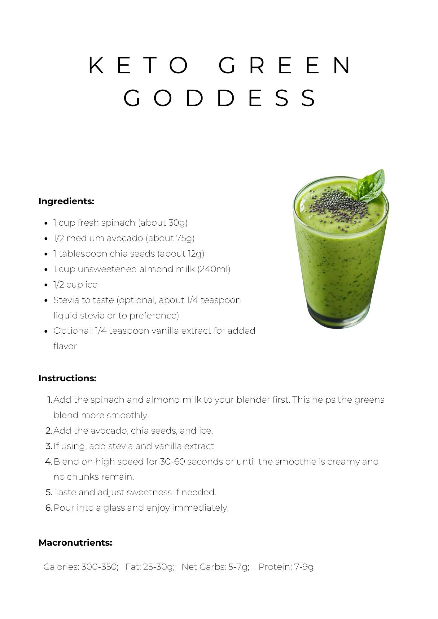 Keto Green Goodness Smoothy recipe