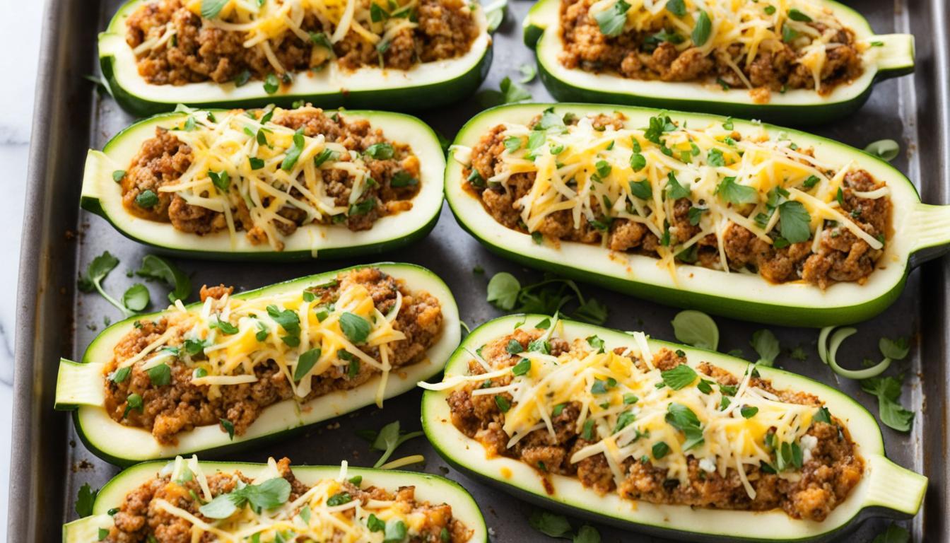 Ground Chicken Zucchini Boats