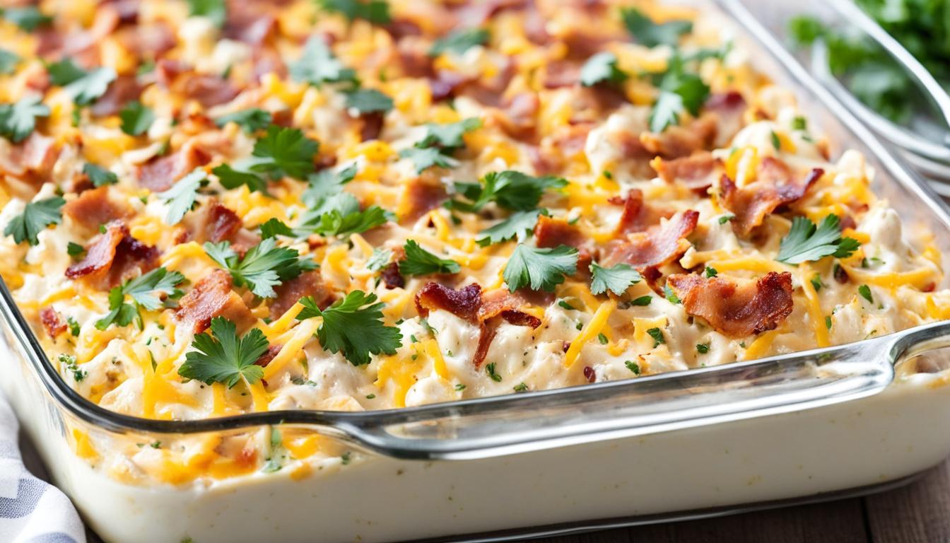 creamy chicken bacon casserole with ranch flavor