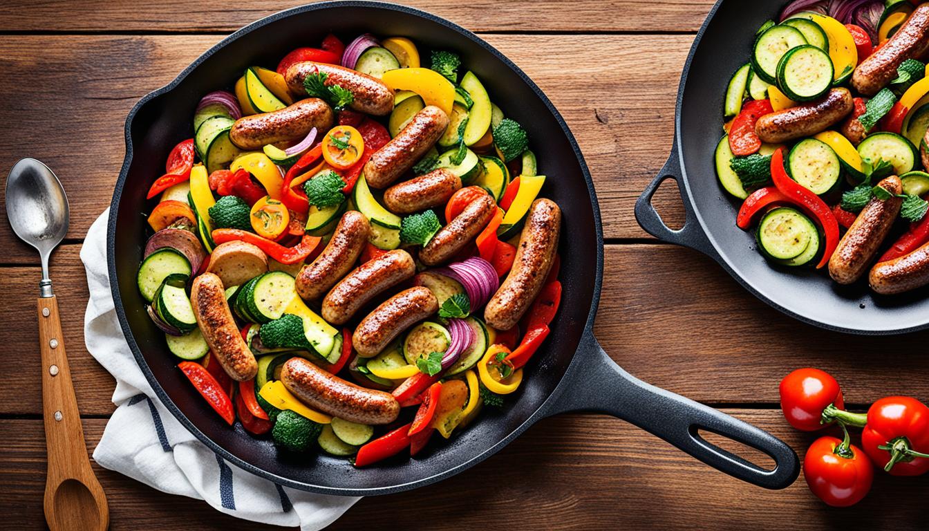 bratwurst skillet with low-carb vegetables