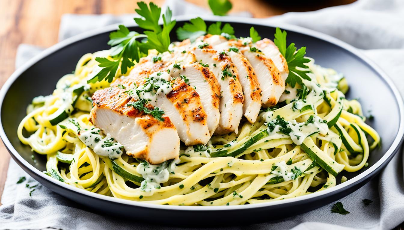 creamy boursin cheese chicken with zoodles