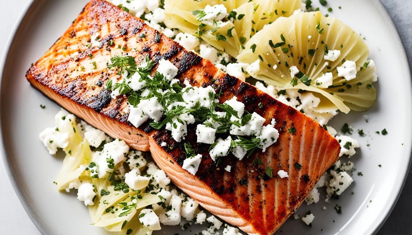 feta & herb-crusted salmon