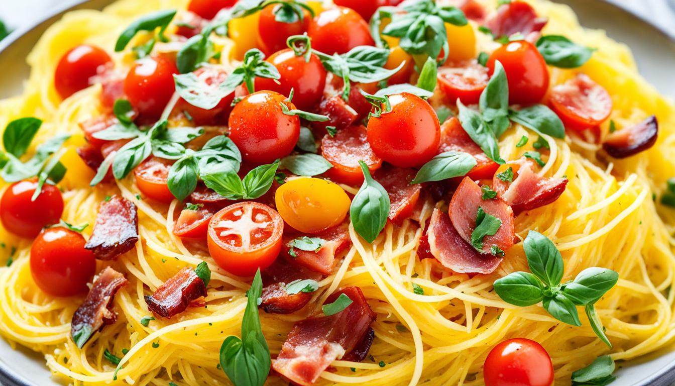 keto bacon and cherry tomato spaghetti squash