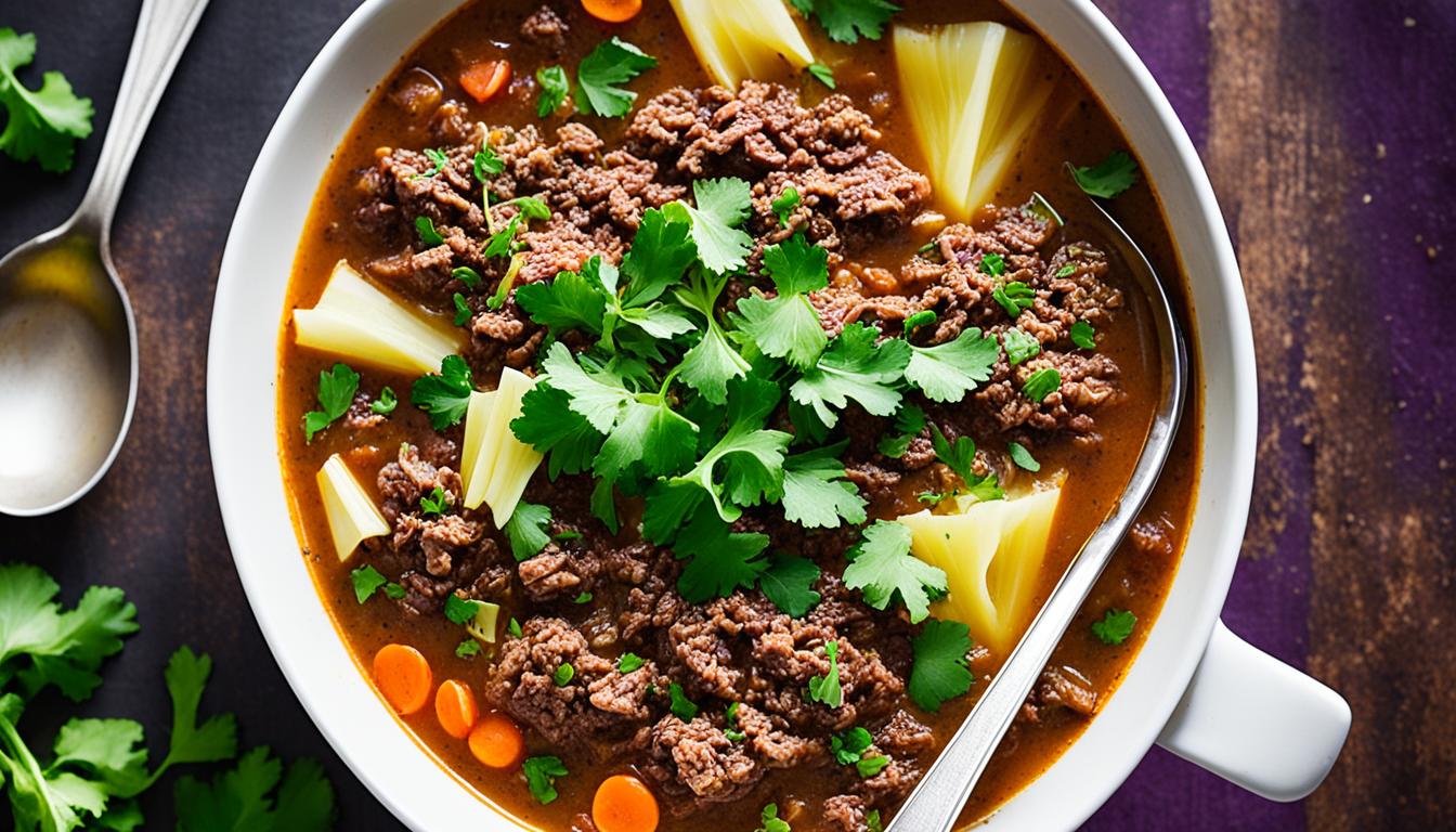 keto cabbage and ground beef soup