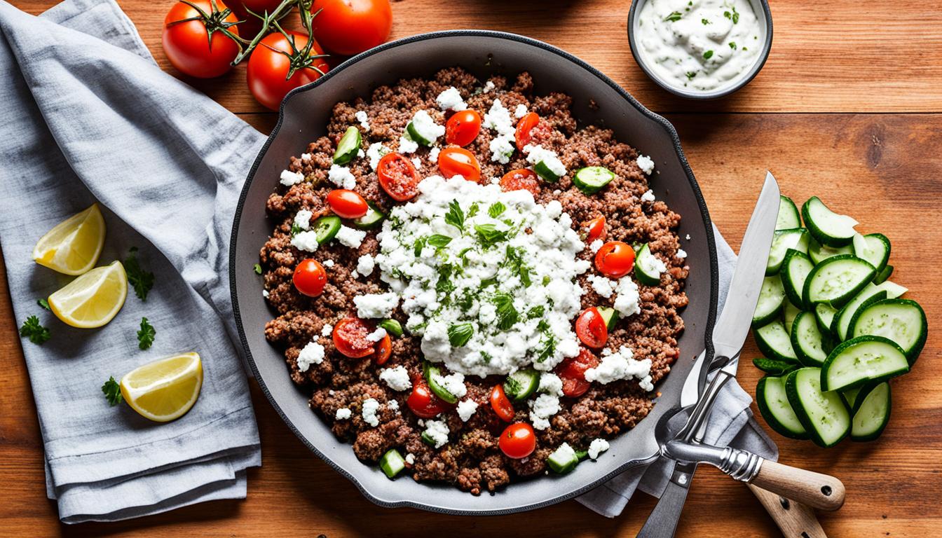 keto gyro hamburger skillet recipe