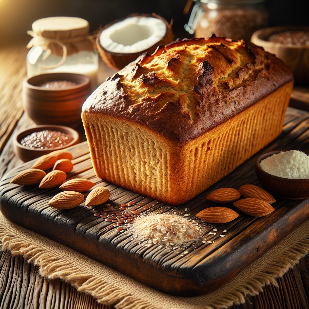 Mouth-watering keto bread made with coconut flour, flaxseed meal, and psyllium husk powder, perfect for almond allergy and keto diet followers.