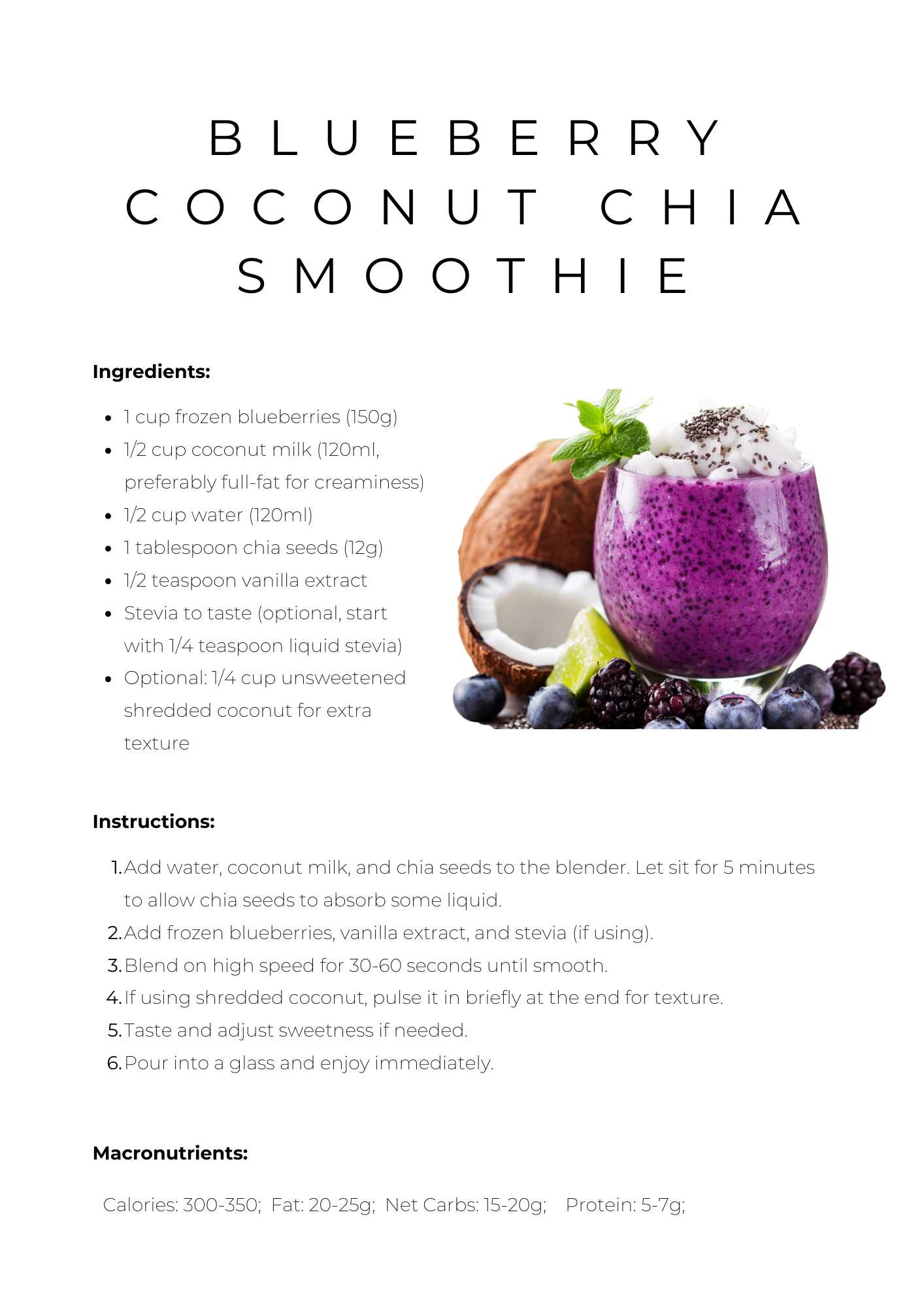 Blueberry Coconut Chia Smoothie 