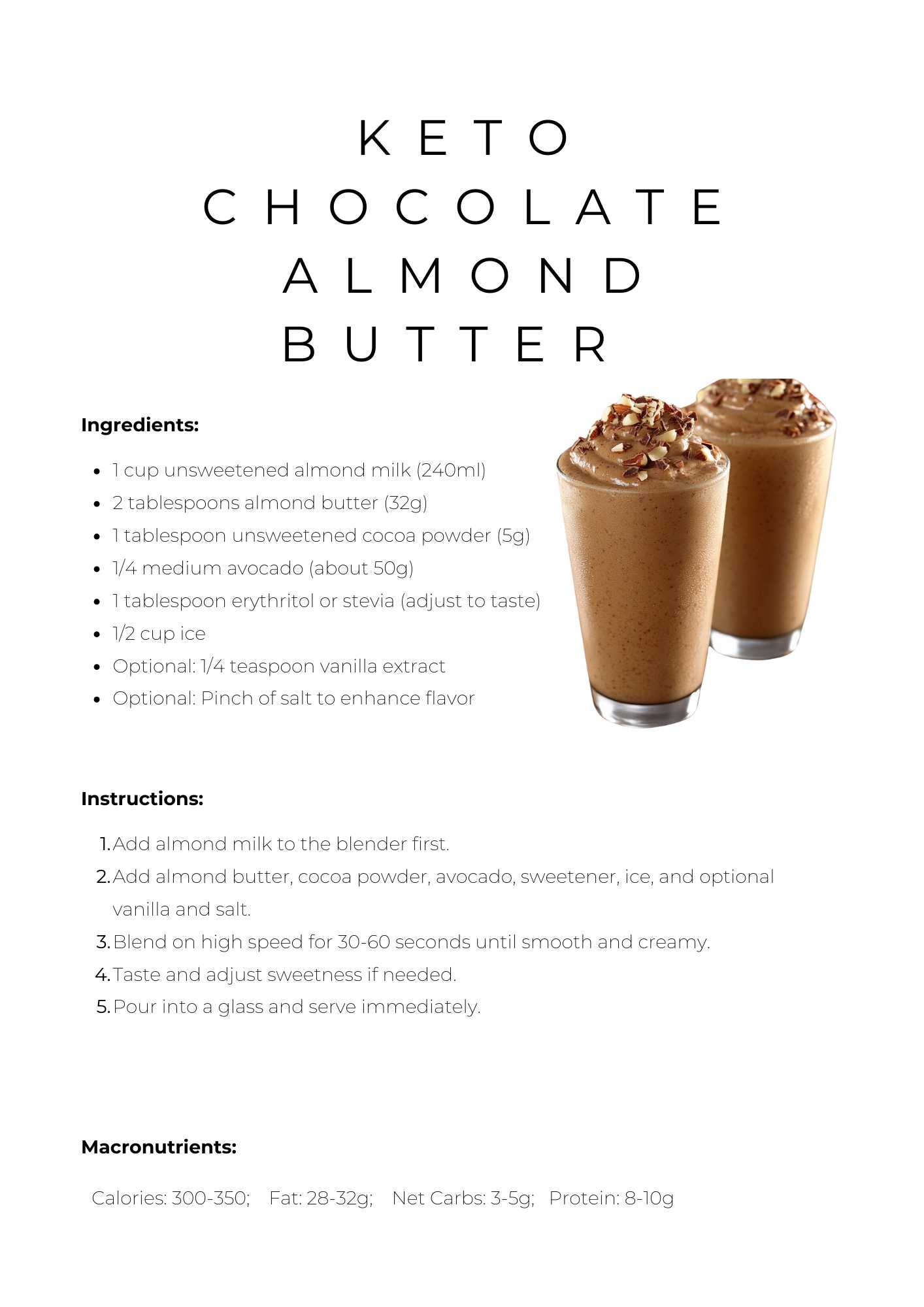 Keto Chocolate Almond Butter Smoothie 