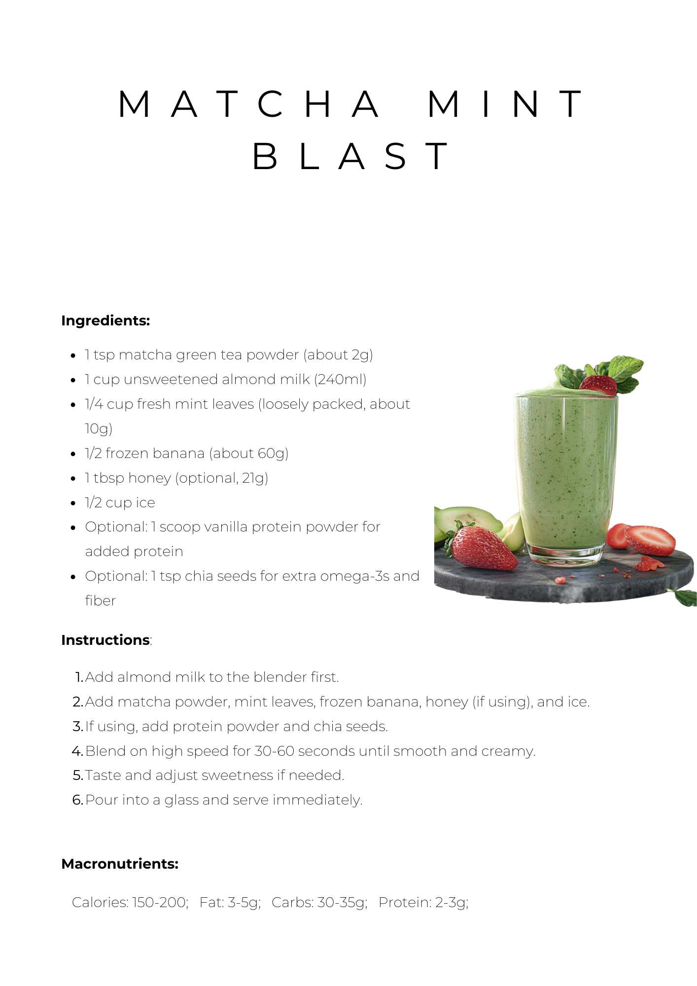 Matcha Mint Blast Smoothie