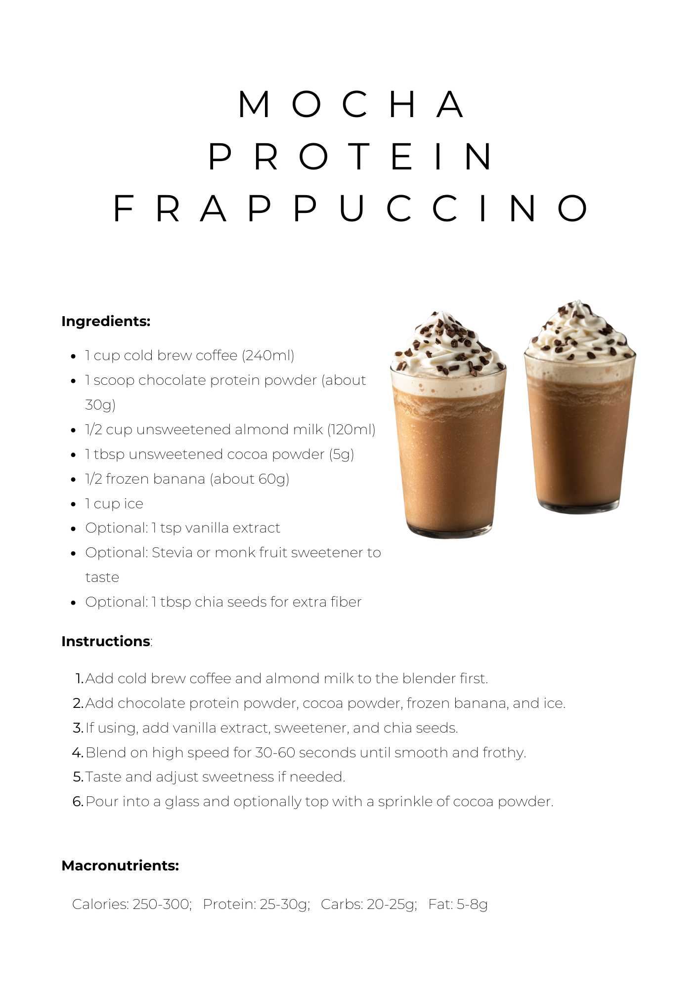 Mocha Protein Frappuccino Keto Smoothie